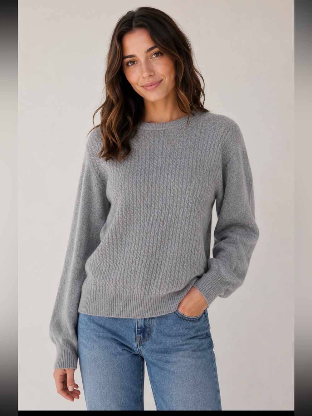 Oscar et Louise Made in Italy Cashmere Wool Blend Crew Neck Sweater LG